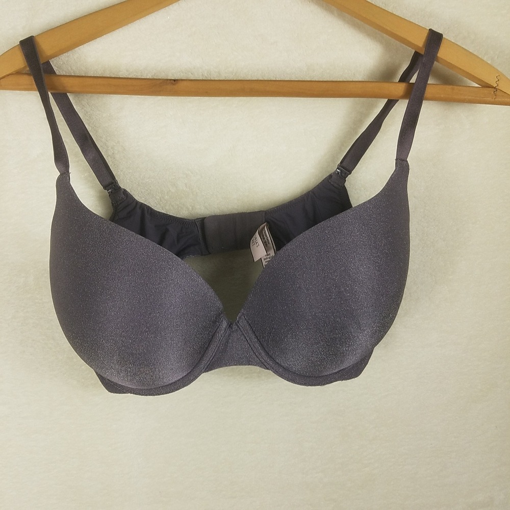 Victoria's Secret T-Shirt Push-Up Bra Women 34DD Grey excellent Metallic Shimmer
